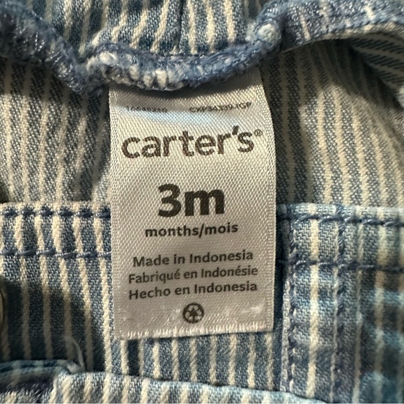 Carters's baby boy size 3 months striped overall shorts - Picture 3 of 3